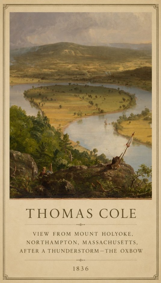 Thomas Cole View from Mount Holyoke, Northampton, Massachusetts, After a Thunderstorm—the Oxbow III No6 - Poszter