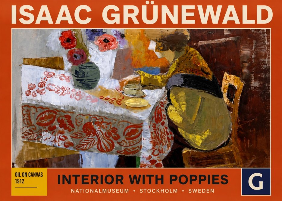 Isaac Grünewald Interior with Poppies No3 - Poszter