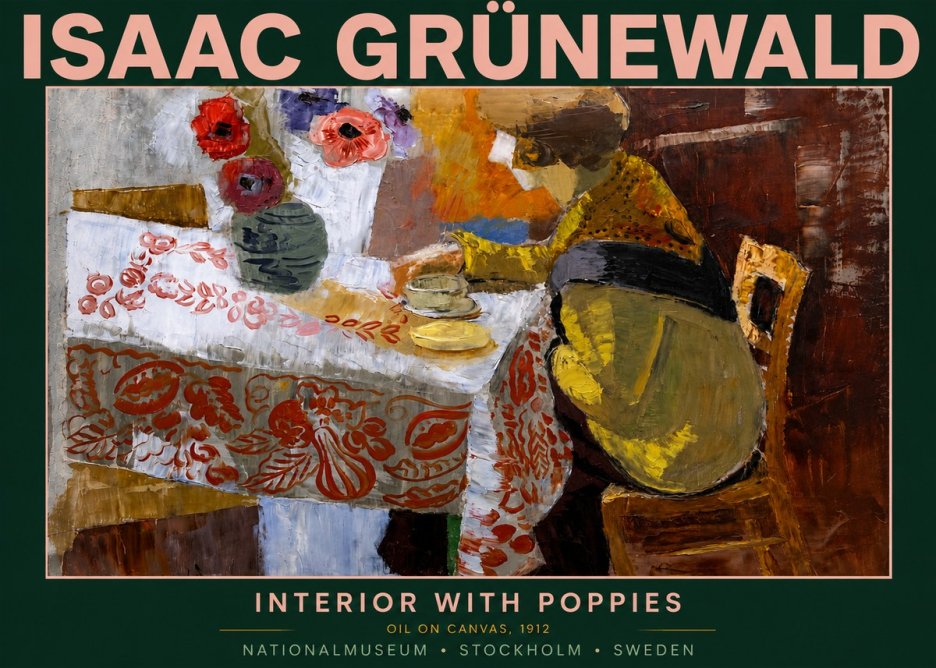 Isaac Grünewald Interior with Poppies No5 - Poszter