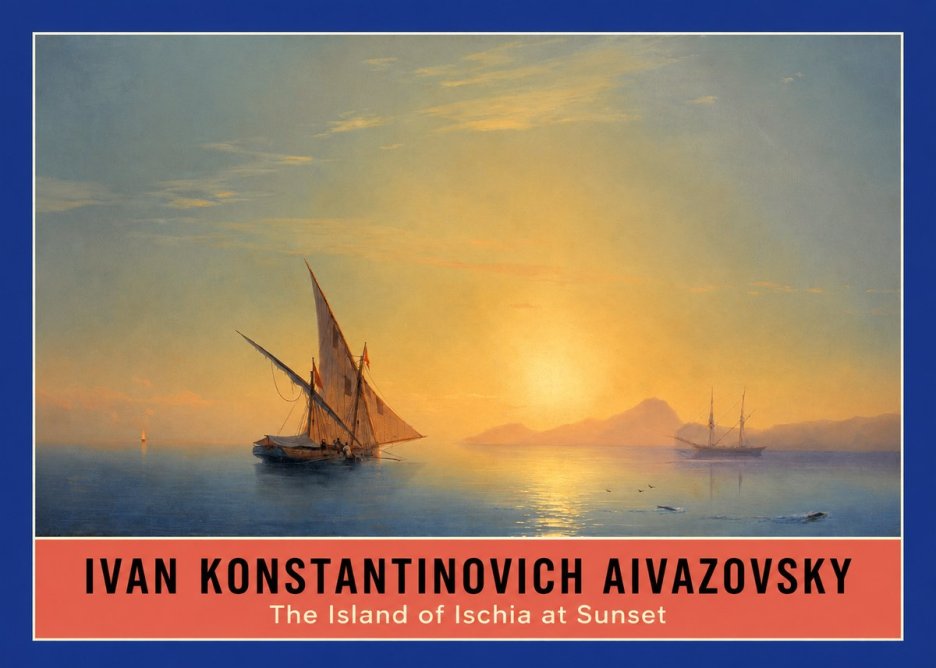 Ivan Konstantinovich Aivazovsky The Island of Ischia at Sunset No5 - Poszter