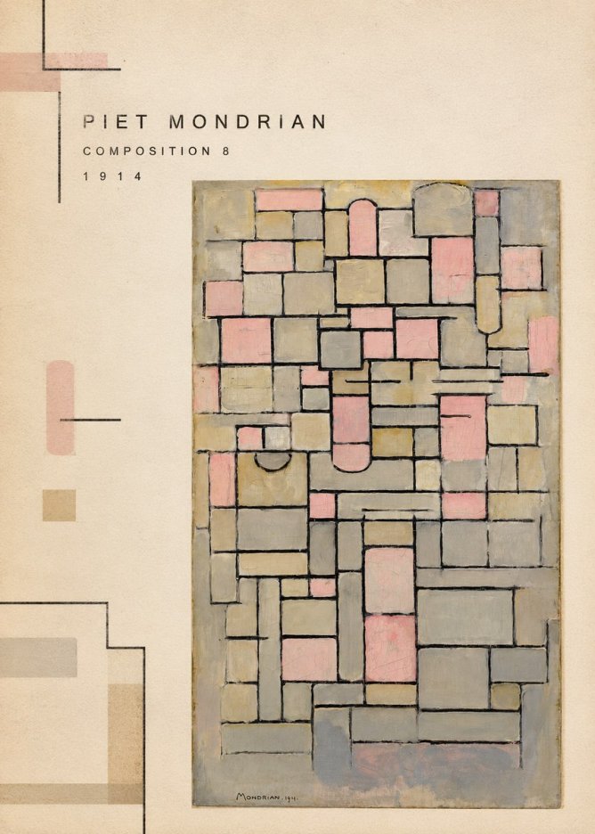 Piet Mondrian Composition 8 No2 - Poszter