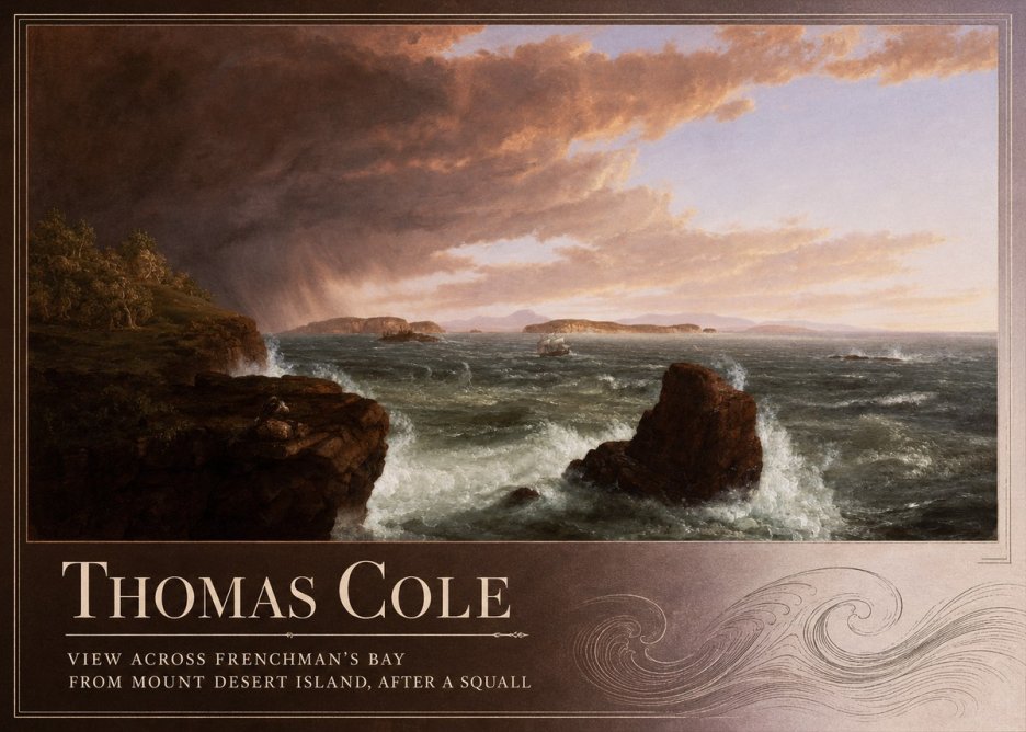 Thomas Cole View Across Frenchman's Bay from Mount Desert Island, After a Squall II No2 - Poszter
