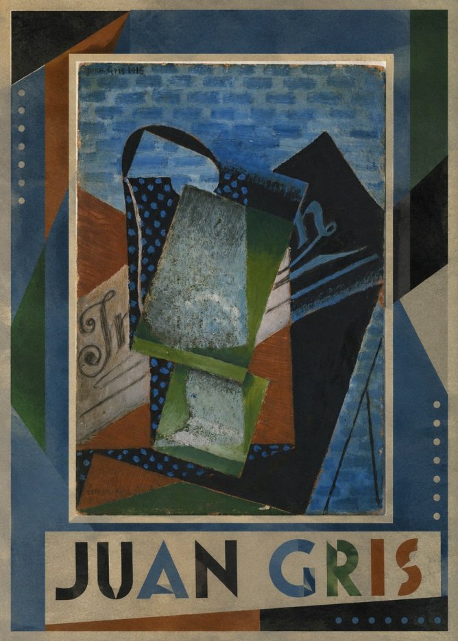 Juan Gris Still Life with Fruit Bowl and Bottle No1 - Poszter