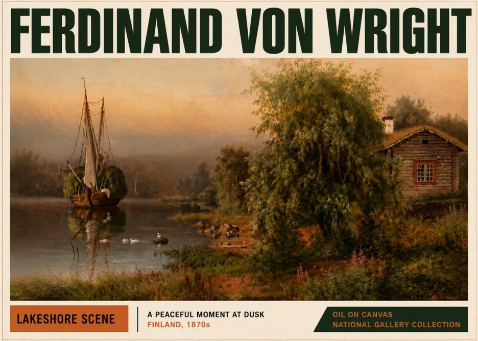 Ferdinand von Wright Lakeshore Scene No5 - Poszter