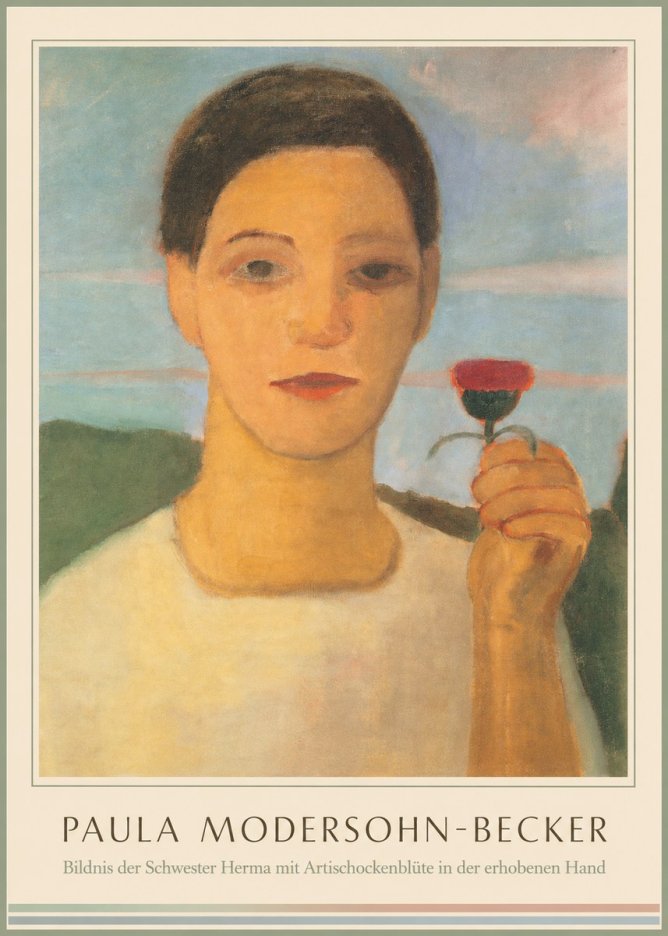 Paula Modersohn-Becker Bildnis Der Schwester Herma Mit Artischockenblüte in Der Erhobenen Hand No1 - Poszter