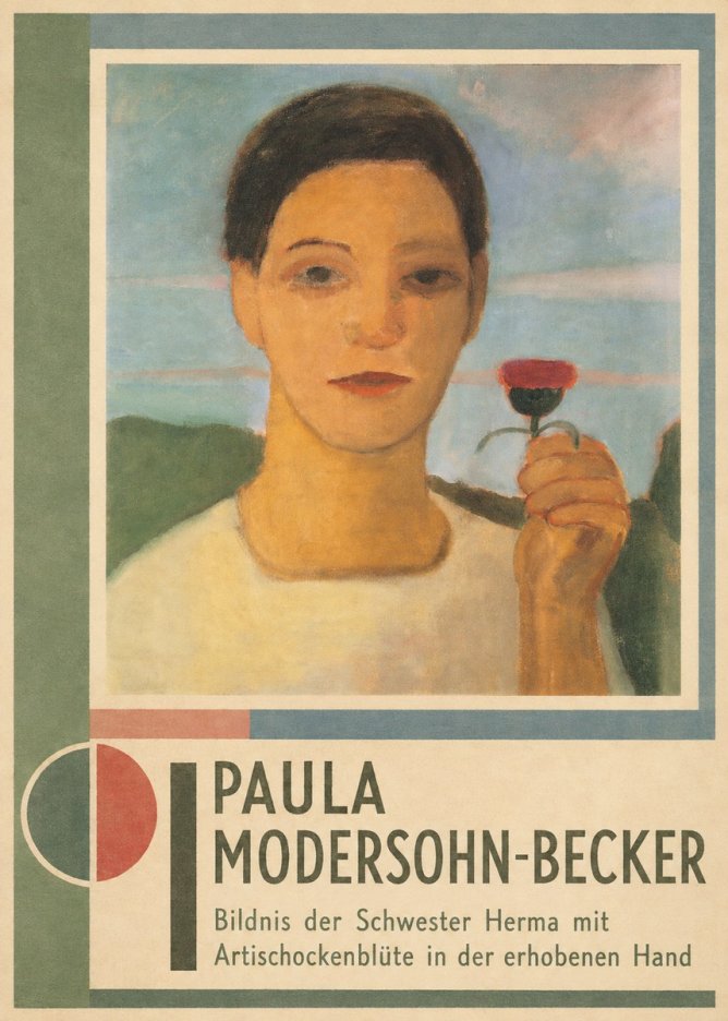 Paula Modersohn-Becker Bildnis Der Schwester Herma Mit Artischockenblüte in Der Erhobenen Hand No2 - Poszter