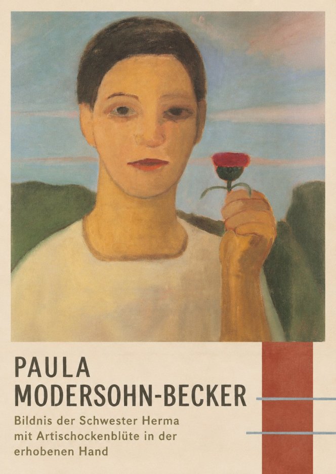 Paula Modersohn-Becker Bildnis Der Schwester Herma Mit Artischockenblüte in Der Erhobenen Hand No4 - Poszter