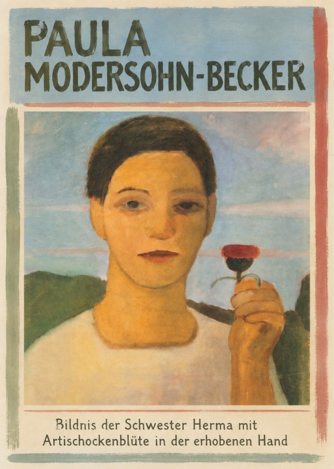 Paula Modersohn-Becker Bildnis Der Schwester Herma Mit Artischockenblüte in Der Erhobenen Hand No5 - Poszter