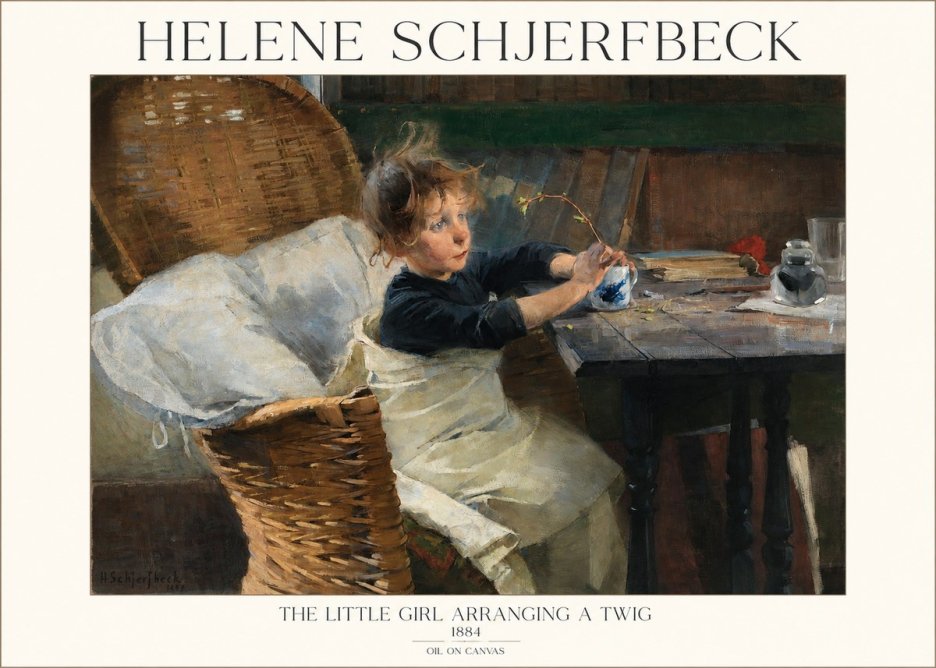 Helene Schjerfbeck The Little Girl Arranging a Twig No1 - Poszter