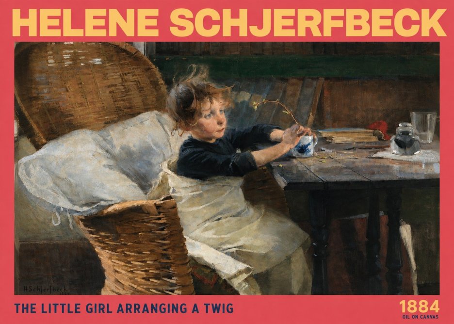 Helene Schjerfbeck The Little Girl Arranging a Twig No2 - Poszter