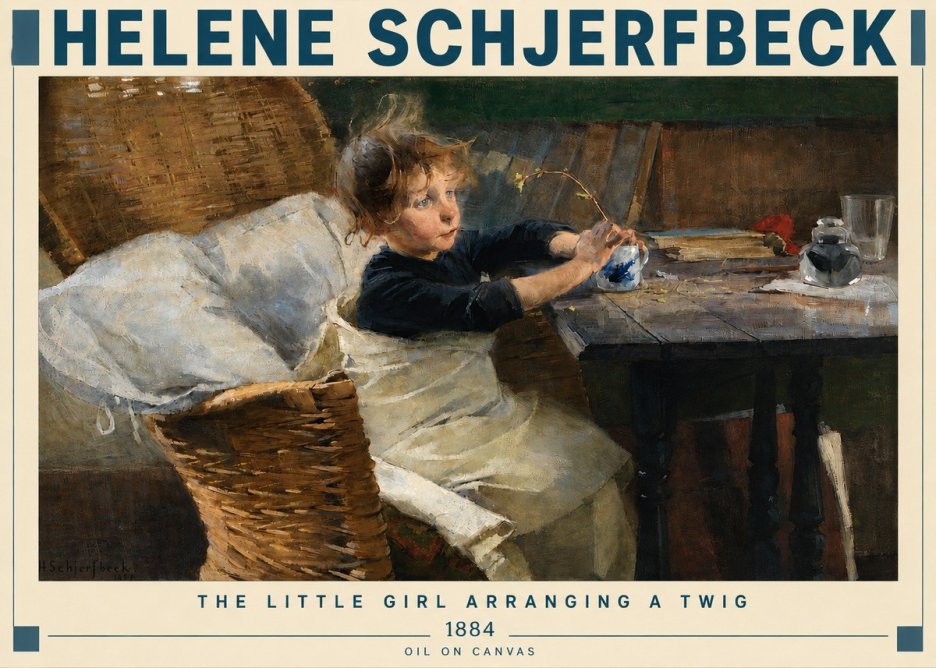 Helene Schjerfbeck The Little Girl Arranging a Twig No3 - Poszter
