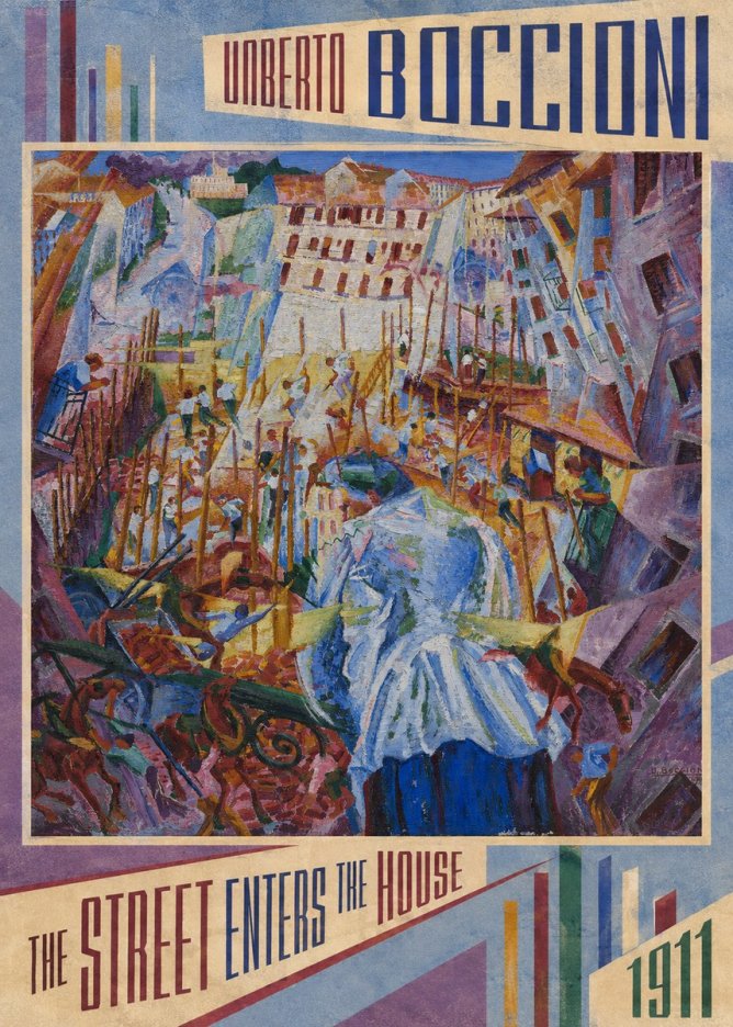 Umberto Boccioni The Street Enters the House No2 - Poszter