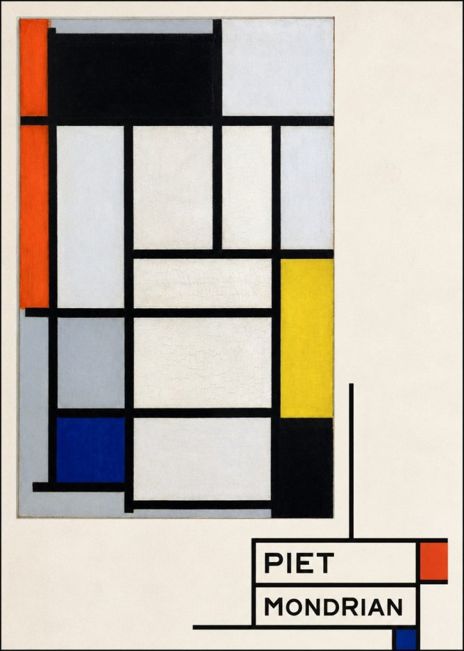 Piet Mondrian Composition with Red, Blue and Yellow No4 - Poszter