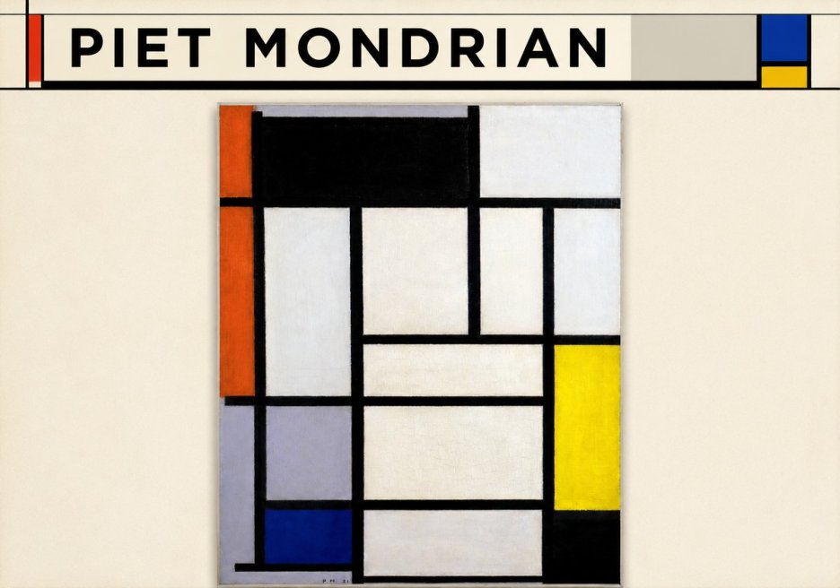 Piet Mondrian Composition with Red, Blue and Yellow No6 - Poszter