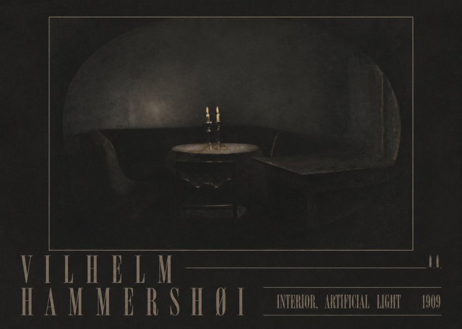 Vilhelm Hammershøi Interior, Artificial Light No4 - Poszter