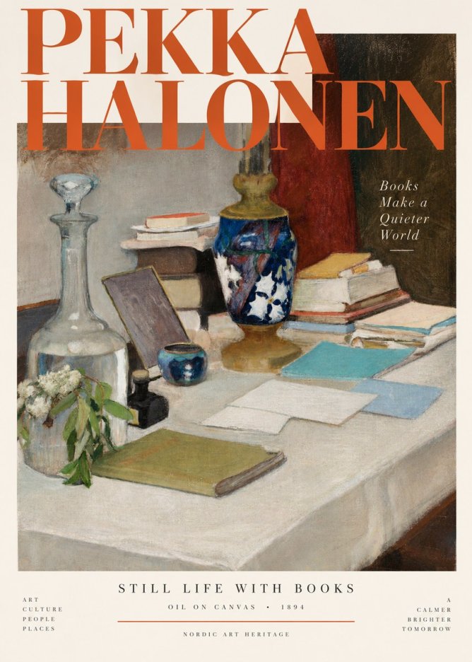 Pekka Halonen Still Life with Books No4 - Poszter