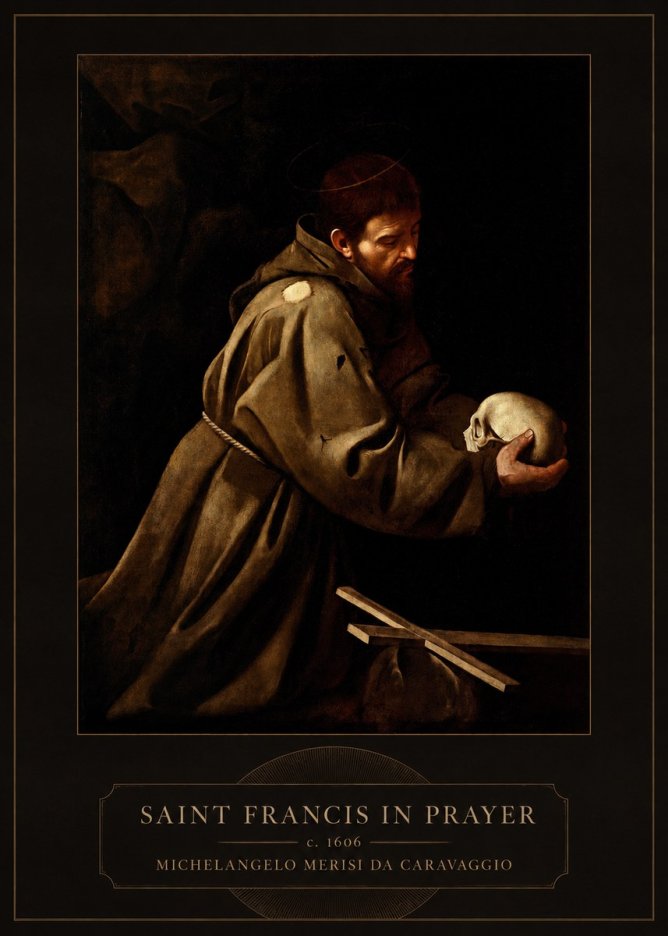 Michelangelo Merisi da Caravaggio Saint Francis in Prayer II No3 - Poszter