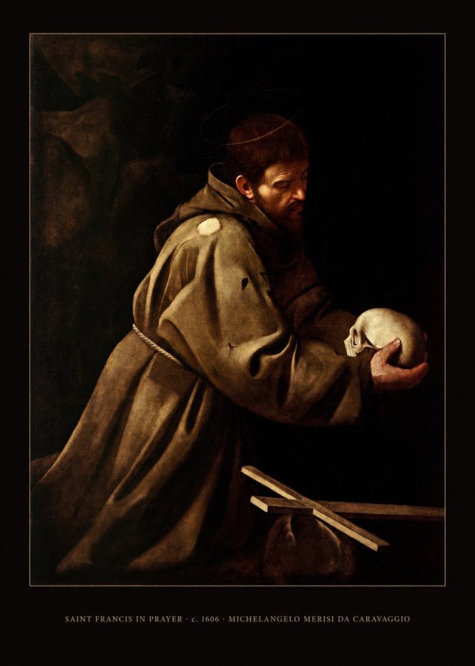 Michelangelo Merisi da Caravaggio Saint Francis in Prayer II No5 - Poszter