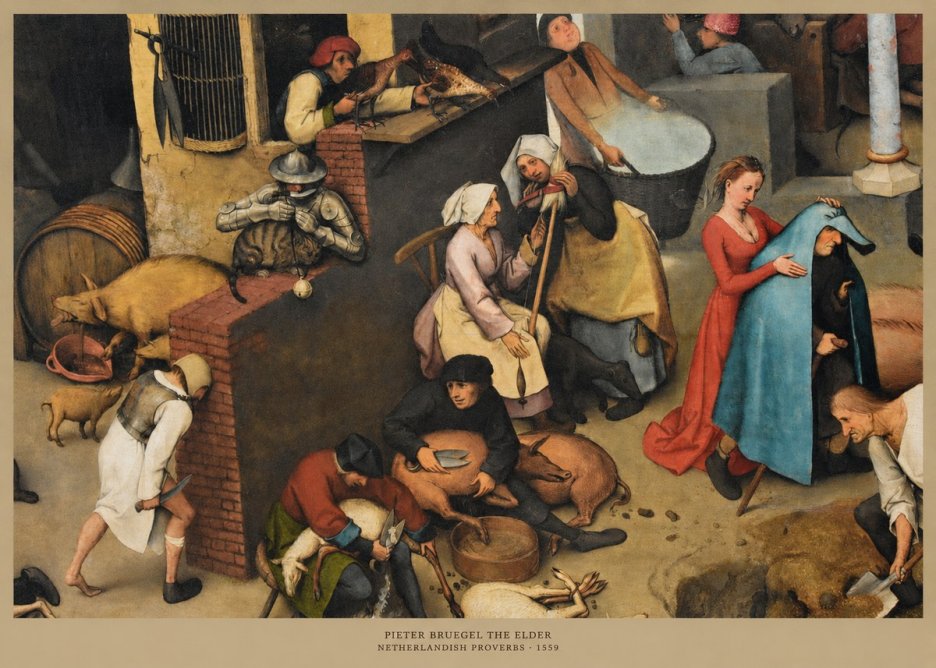 Pieter Bruegel Netherlandish Proverbs VIII No5 - Poszter