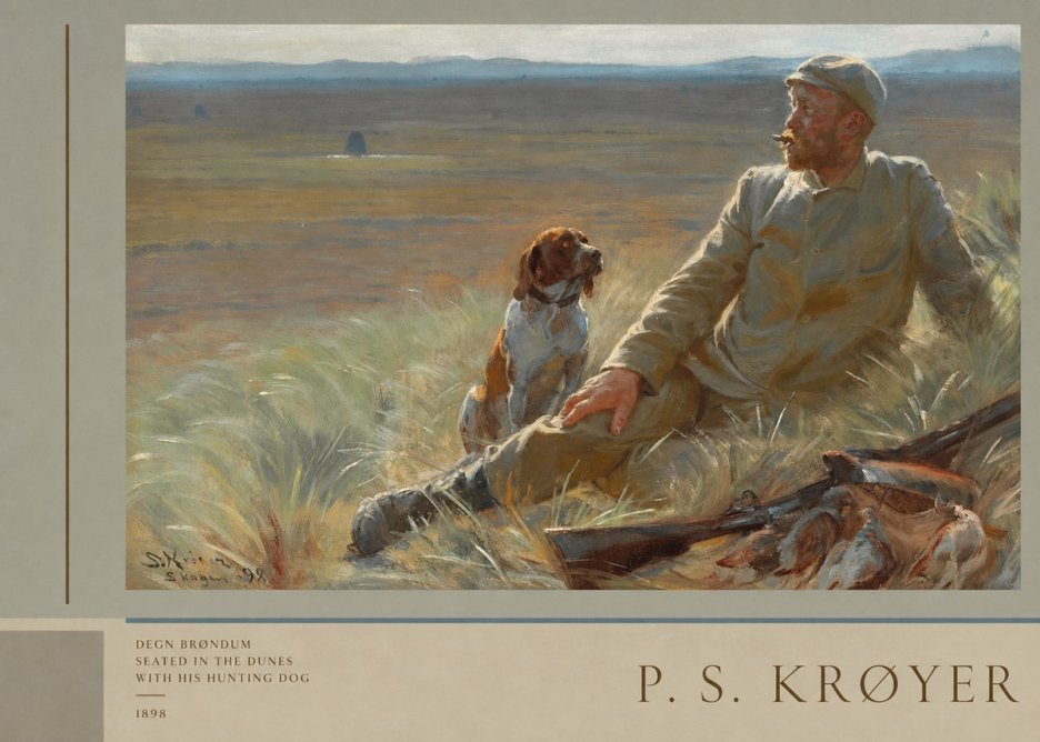 P.S. Krøyer Degn Brøndum Seated in the Dunes with His Hunting Dog No2 - Poszter