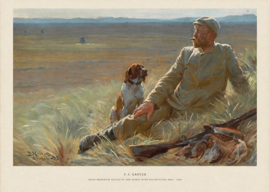 P.S. Krøyer Degn Brøndum Seated in the Dunes with His Hunting Dog No5 - Poszter