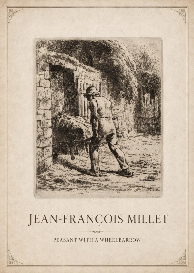 Jean-François Millet Peasant with a Wheelbarrow No1 - Poszter