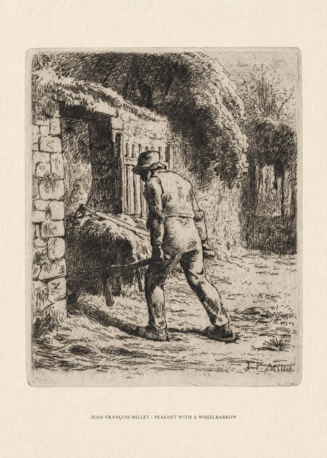 Jean-François Millet Peasant with a Wheelbarrow No6 - Poszter