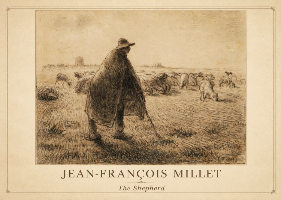 Jean-François Millet The Shepherd No1 - Poszter