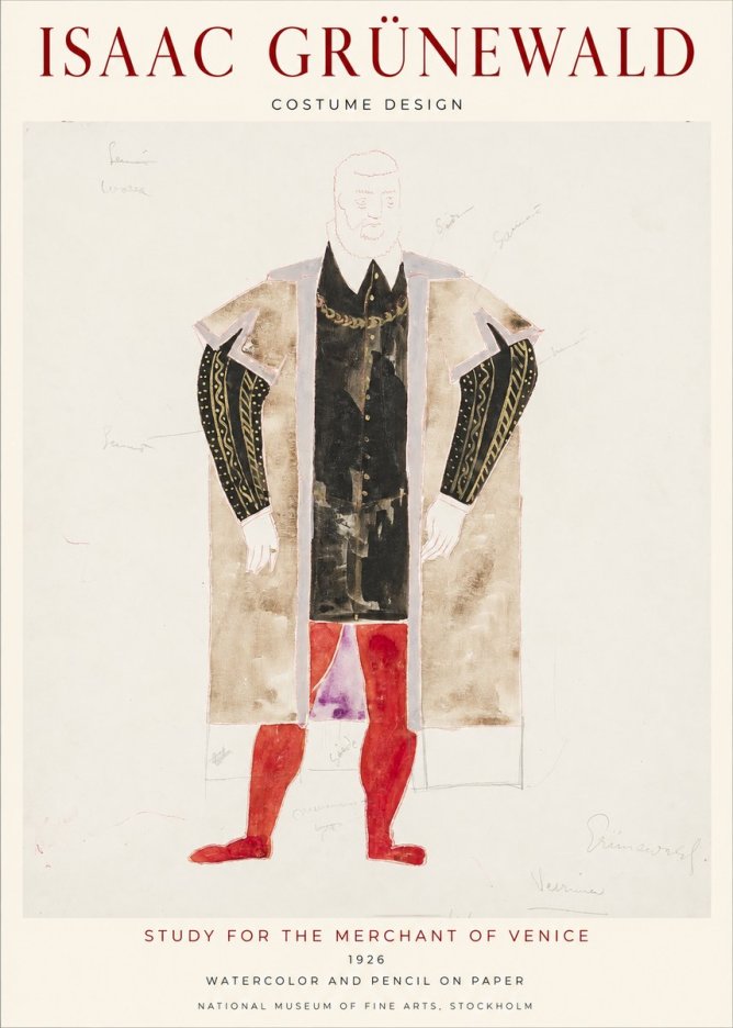 Isaac Grünewald Study for the Merchant of Venice No1 - Poszter
