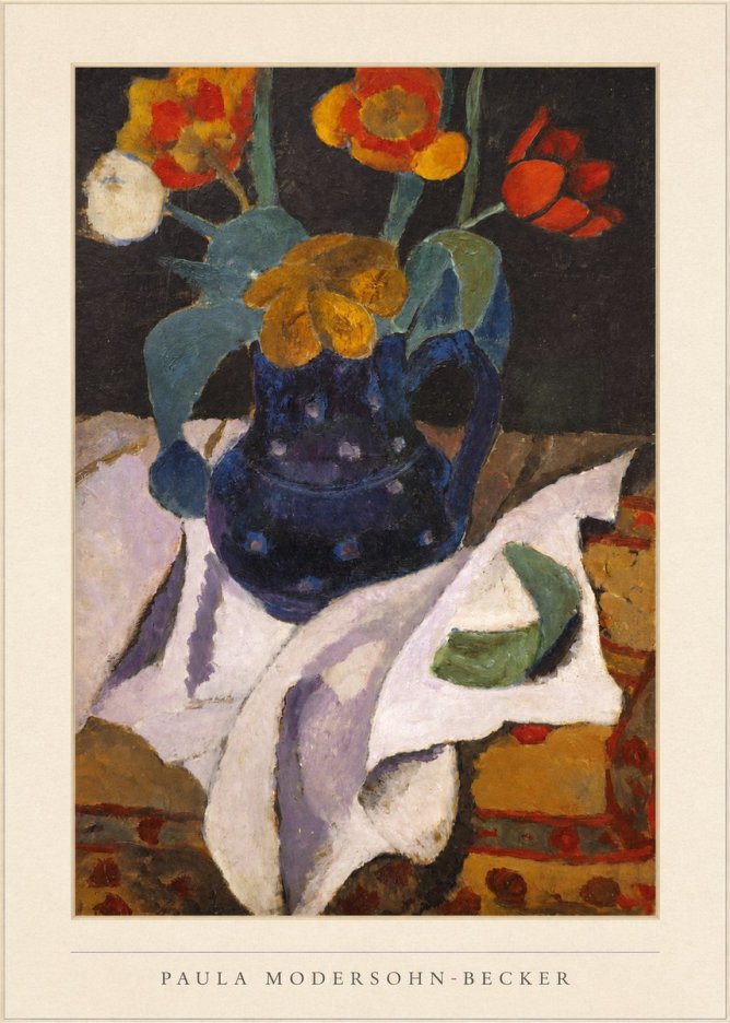 Paula Modersohn-Becker Still Life with Blue Jug and Flowers No4 - Poszter