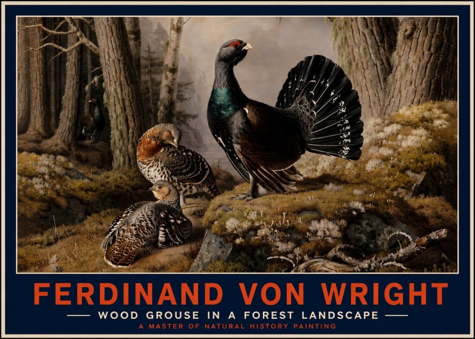 Ferdinand von Wright Wood Grouse in a Forest Landscape No4 - Poszter