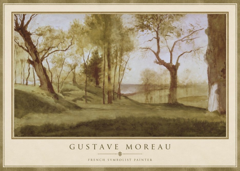Gustave Moreau Wooded River Landscape No1 - Poszter