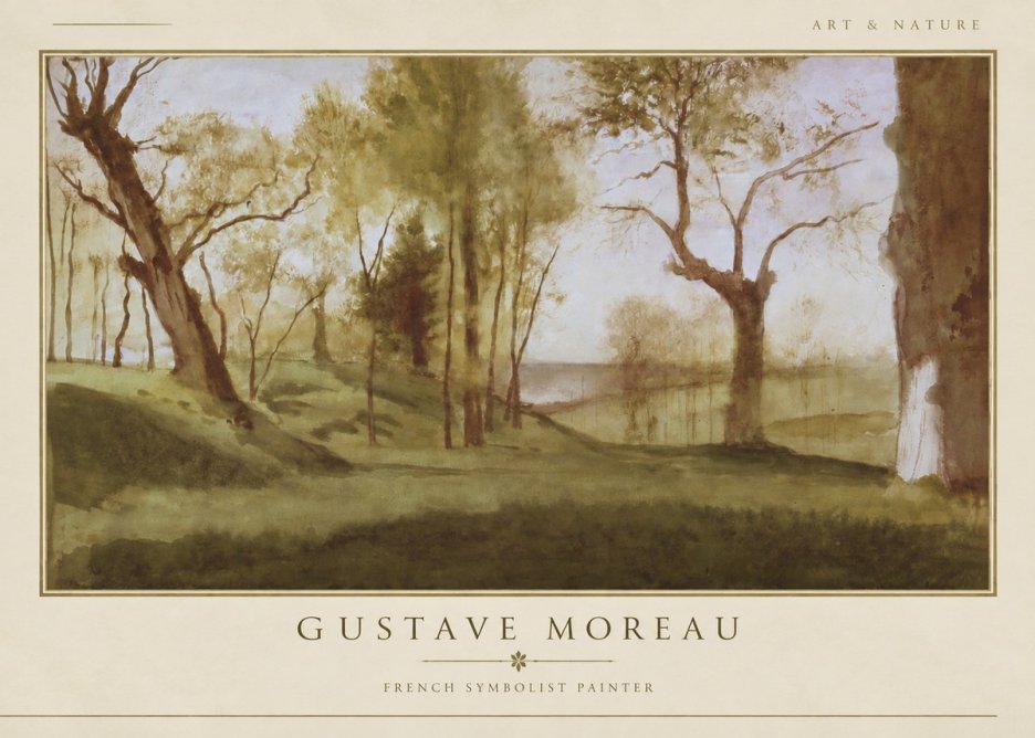 Gustave Moreau Wooded River Landscape No3 - Poszter