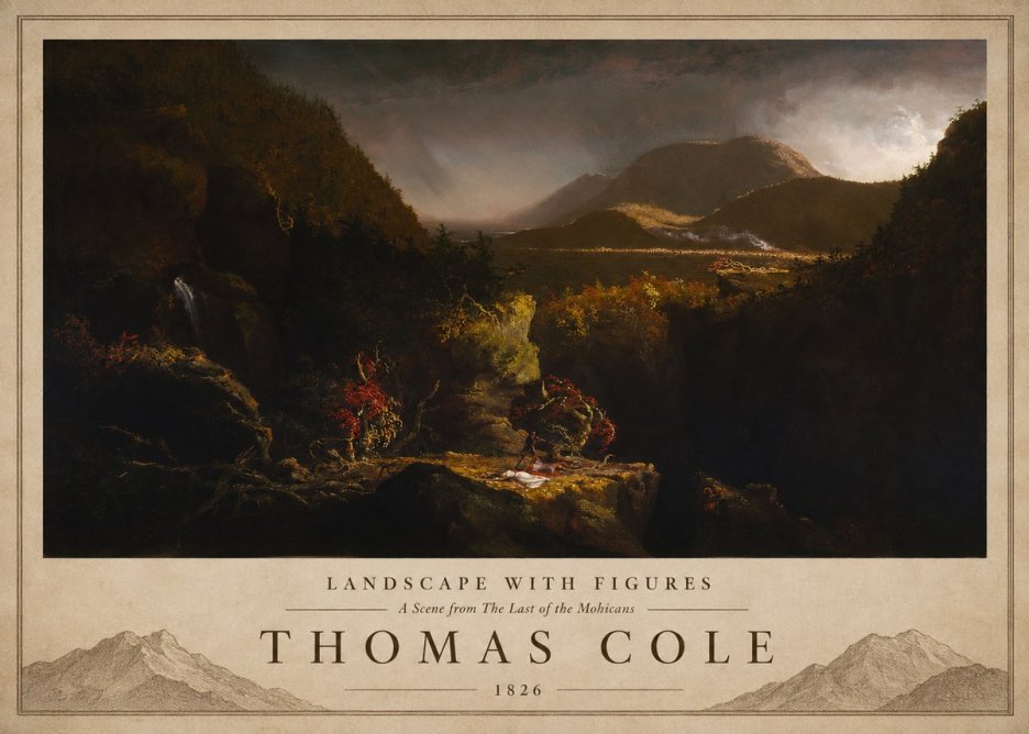 Thomas Cole Landscape with Figures: a Scene from the Last of the Mohicans No3 - Poszter