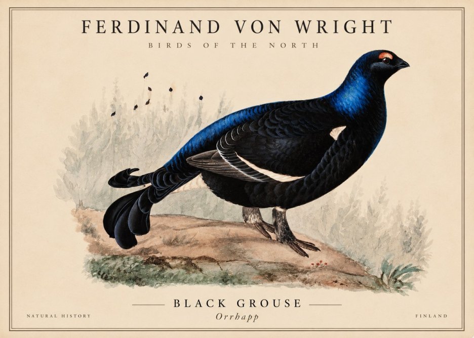 Ferdinand von Wright Black Grouse No4 - Poszter