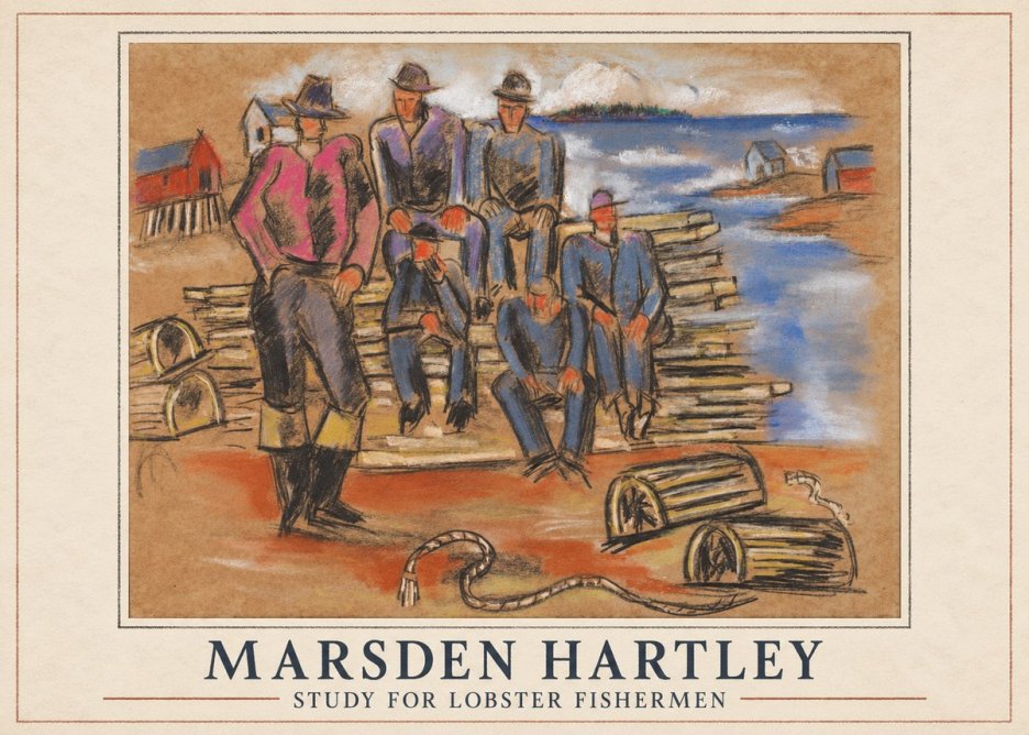 Marsden Hartley Study for 'Lobster Fishermen' No2 - Poszter