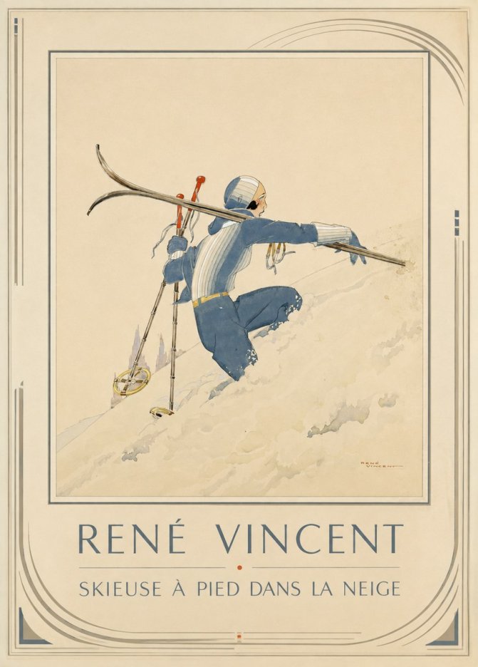 René Vincent Skieuse À Pied Dans La Neige No1 - Poszter