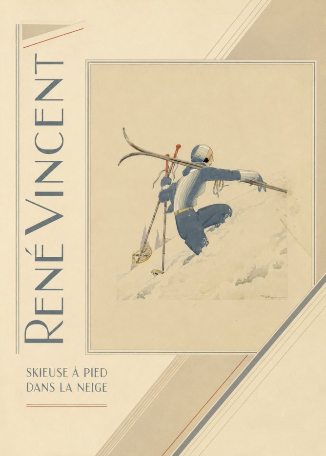 René Vincent Skieuse À Pied Dans La Neige No2 - Poszter