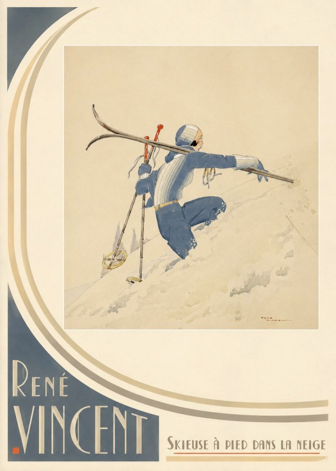 René Vincent Skieuse À Pied Dans La Neige No3 - Poszter