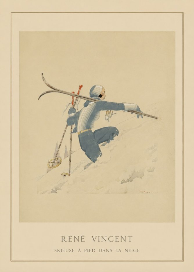 René Vincent Skieuse À Pied Dans La Neige No4 - Poszter