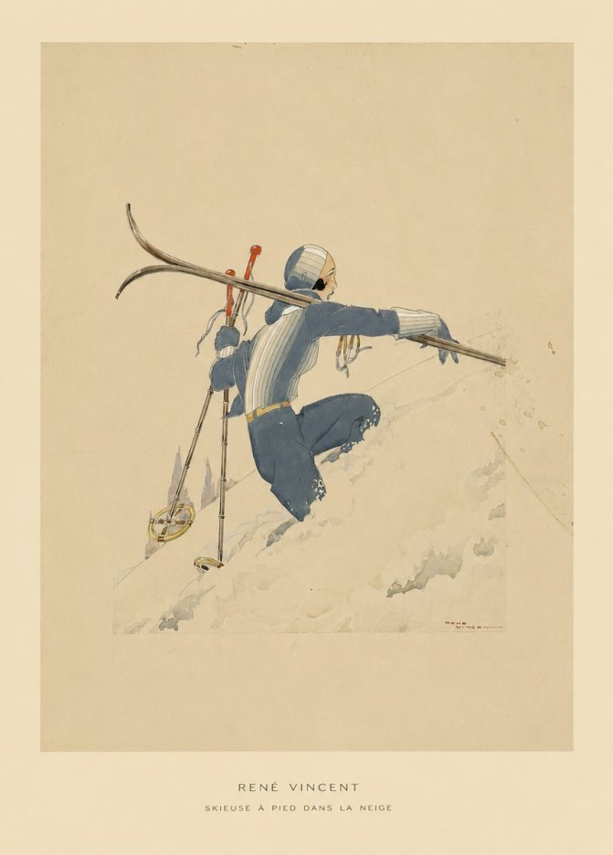 René Vincent Skieuse À Pied Dans La Neige No5 - Poszter