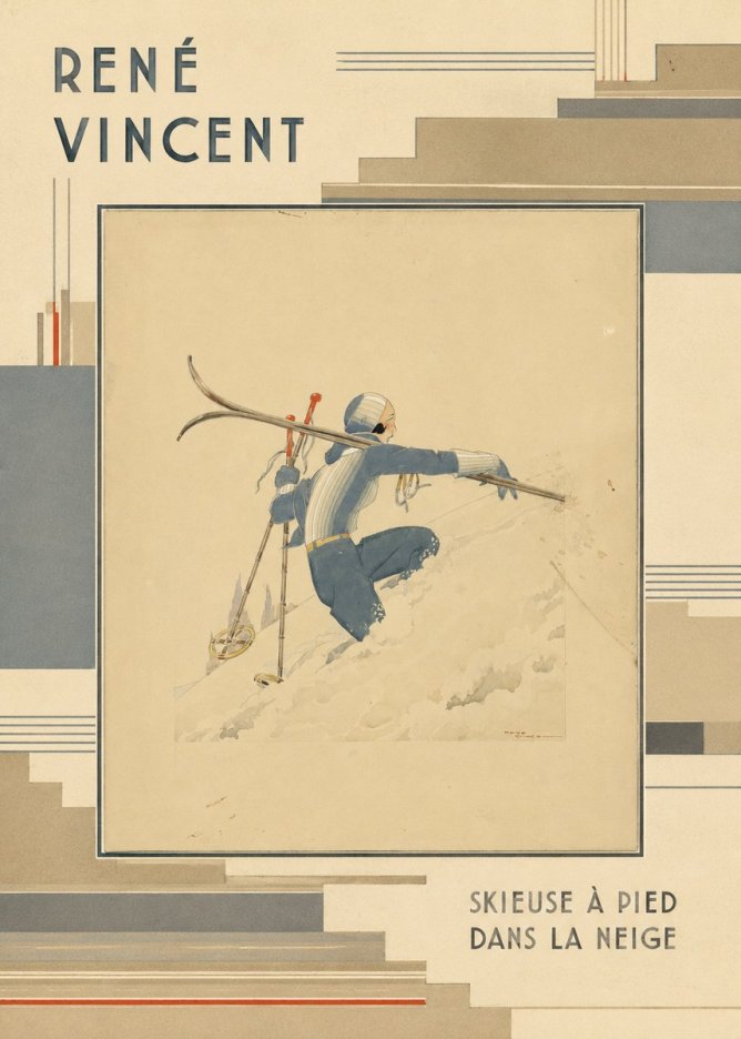 René Vincent Skieuse À Pied Dans La Neige No6 - Poszter