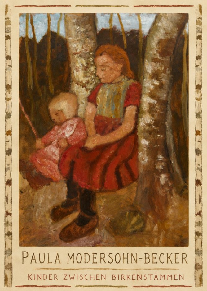 Paula Modersohn-Becker Kinder Zwischen Birkenstämmen No1 - Poszter