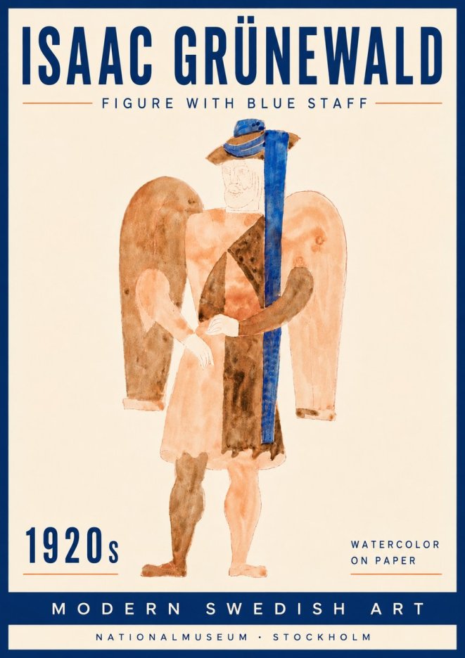 Isaac Grünewald Figure with Blue Staff No5 - Poszter