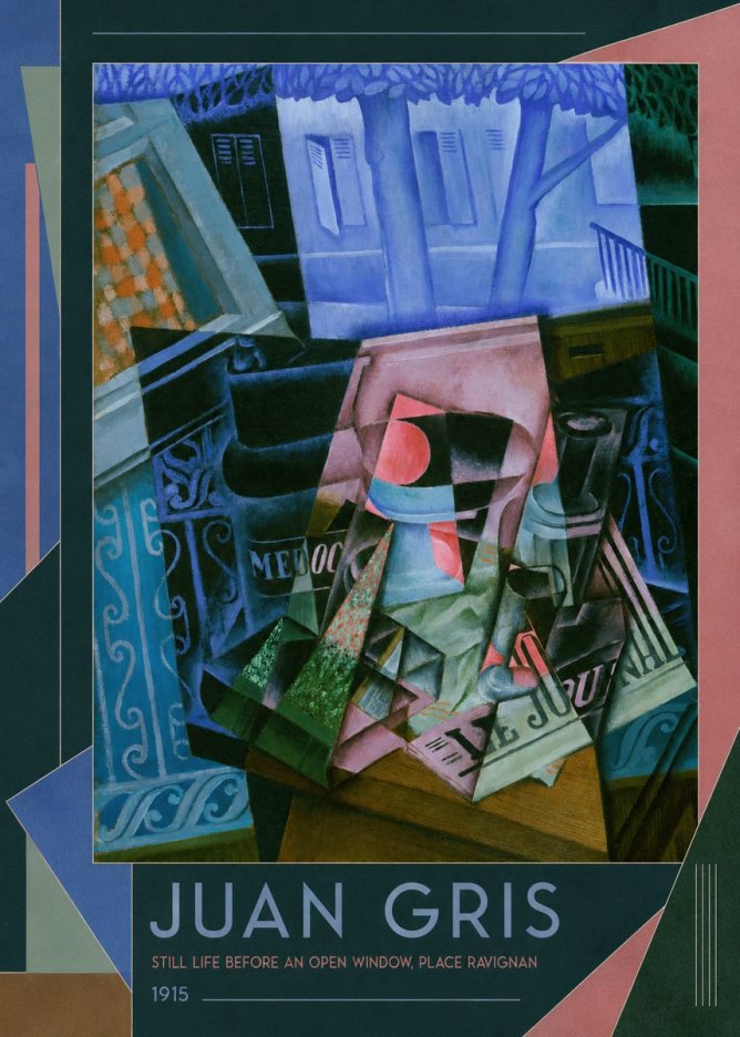 Juan Gris Still Life Before an Open Window, Place Ravignan No4 - Poszter