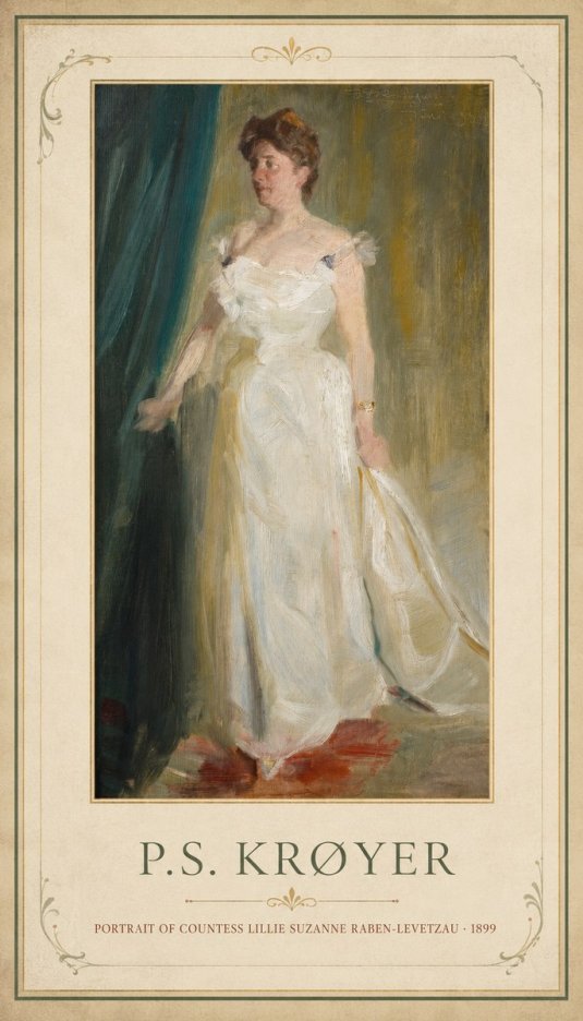 P.S. Krøyer Portrait of Countess Lillie Suzanne Raben-levetzau - 1899 No1 - Poszter