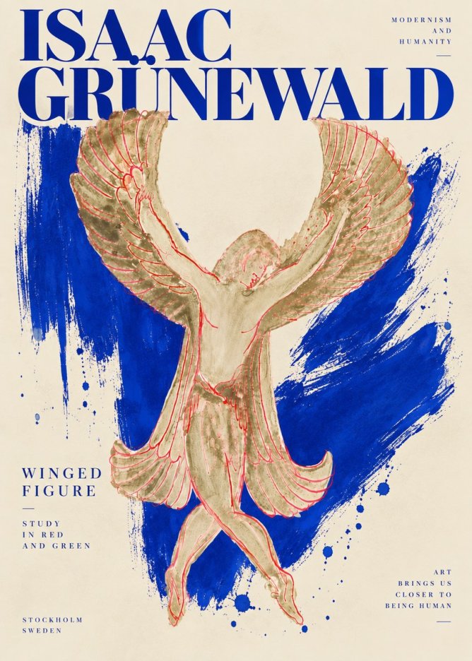 Isaac Grünewald Winged Figure Study in Red and Green No6 - Poszter