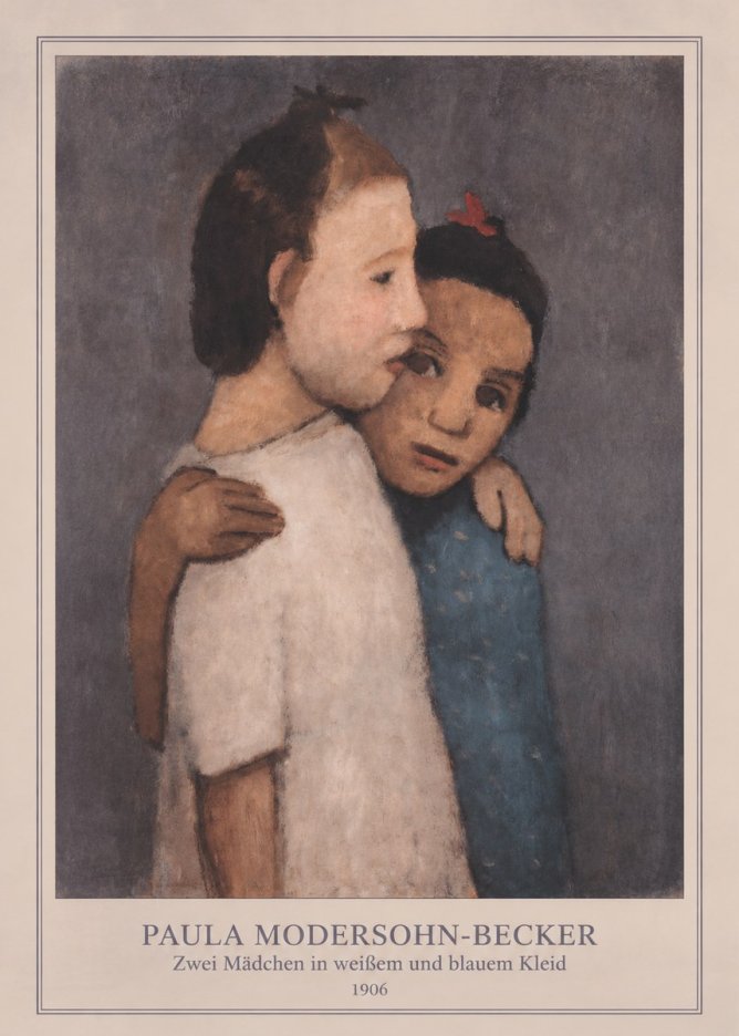 Paula Modersohn-Becker Zwei Mädchen in Weißem Und Blauem Kleid No4 - Poszter