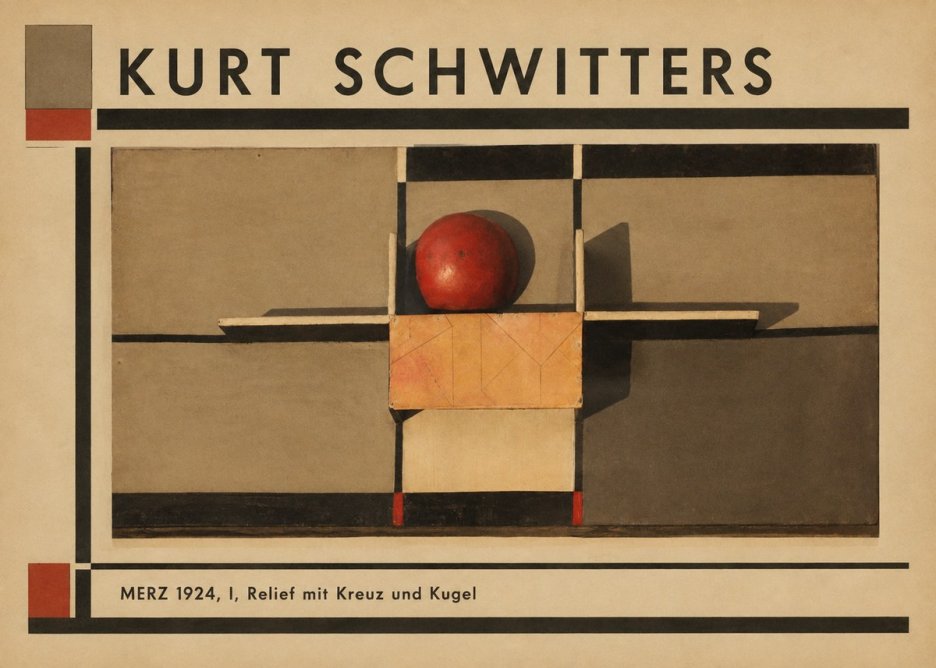 Kurt Schwitters Merz 1924, I, Relief Mit Kreuz Und Kugel No1 - Poszter