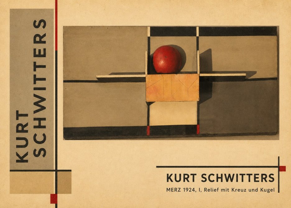 Kurt Schwitters Merz 1924, I, Relief Mit Kreuz Und Kugel No2 - Poszter